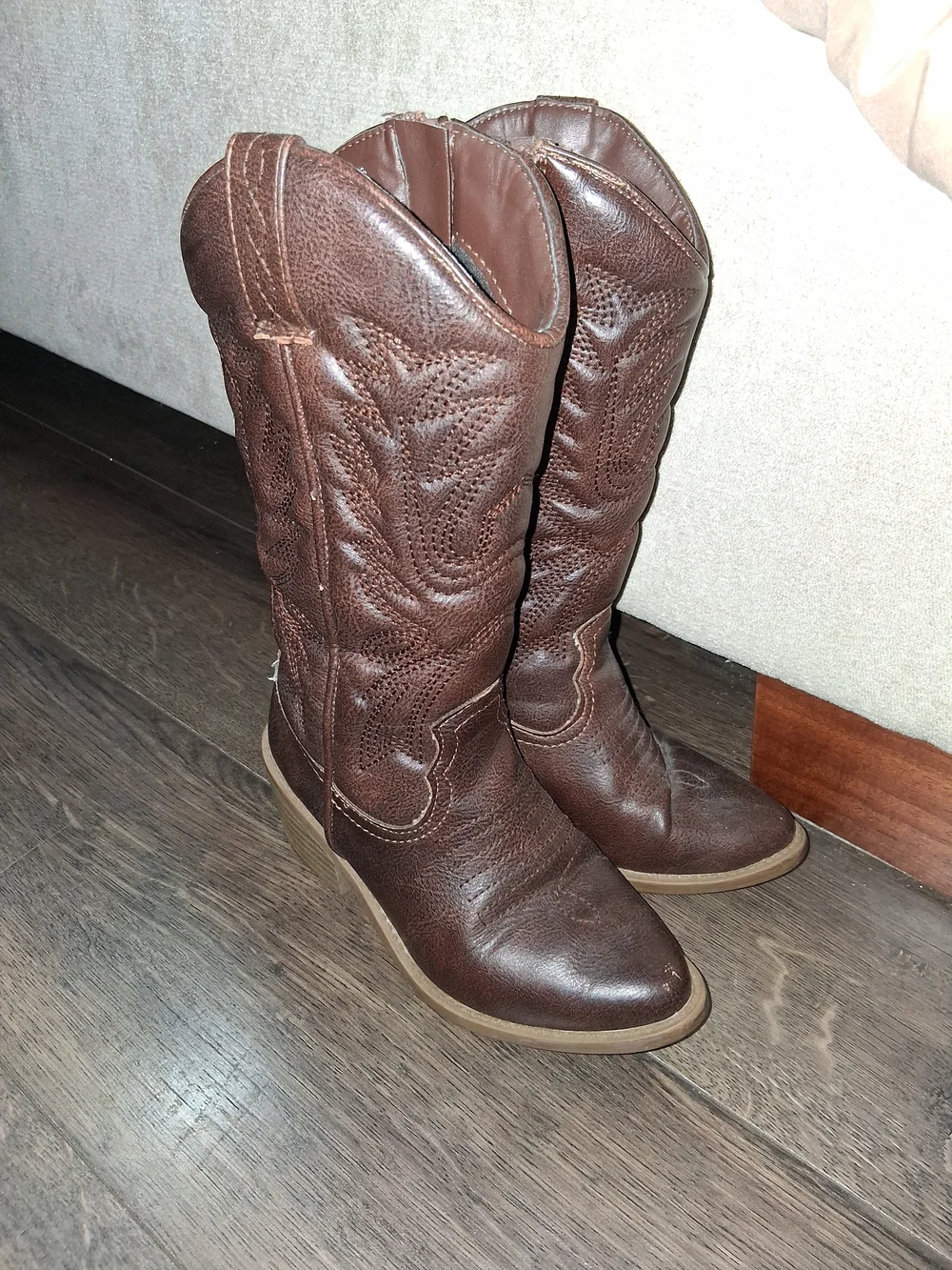 Steve Madden Girls Brown Embroidered Western Boots Size 13
